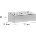 Ekspozytor stojak na pojemniki gastronomiczne 3 x GN 1/6 5.7 l + pojemniki z pokrywkami Royal Catering