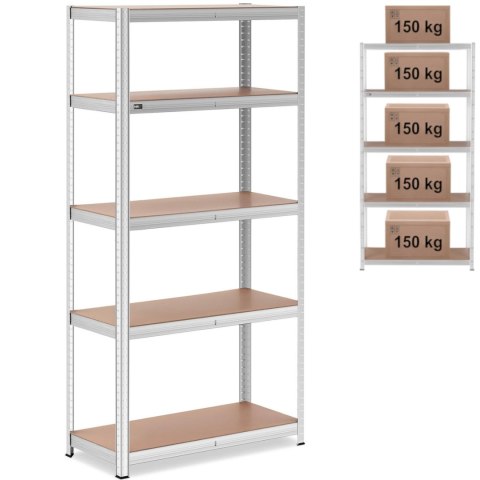 Regał magazynowy metalowy 5 półek 750 kg 100 x 50 x 197 cm szary MSW