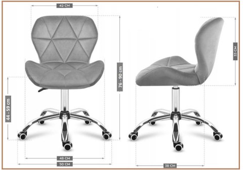 Krzesło obrotowe VASTO OFFICE VELVET BLACK + GREY Lugano Krzesło obrotowe VASTO OFFICE VELVET BLACK + GREY Lugano
