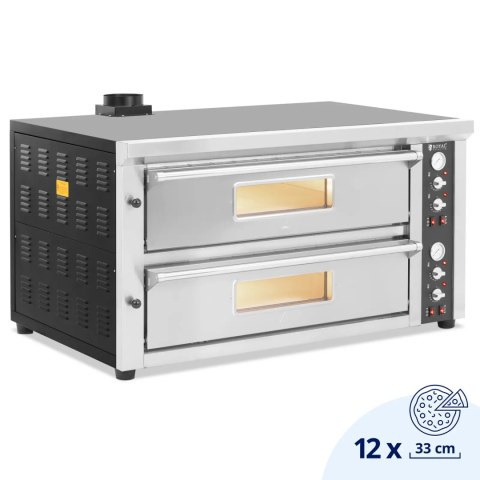 Piec do pizzy podwójny z szamotem na 12 pizz śr. 33 cm 400 V 13200 W Royal Catering