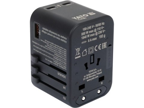 ADAPTER PODRÓŻNY UNIWERSALNY USB-C PD 65W YATO