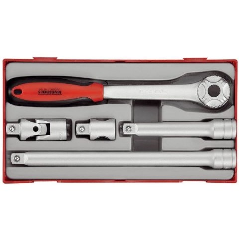 ZESTAW POKRĘTŁA ZAPADKOWEGO Z CHWYTEM KWADRATOWYM 1/2'',5EL. TENG TOOLS