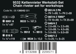 ZESTAW KRAFTFORM KOMPAKT 9532 Z NITOWNICĄ DO ŁAŃCUCHÓW,20CZ WERA