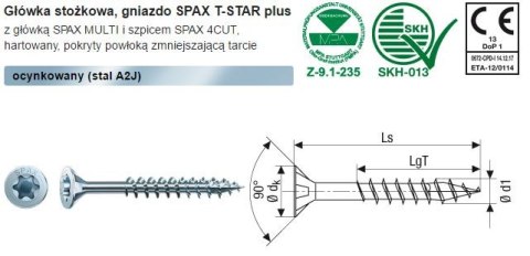WKRĘT DO DREWNA OCYNK BIAŁY (500) TXTG 4.0*60MM SPAX SPAX WKRĘT DO DREWNA OCYNK BIAŁY (500) TXTG 4.0*60MM SPAX SPAX