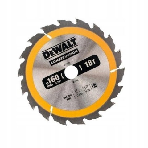 PIŁA TARCZOWA DO DREWNA 160/20MM, 18 ZĘBÓW DEWALT PIŁA TARCZOWA DO DREWNA 160/20MM, 18 ZĘBÓW DEWALT