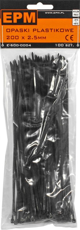OPASKI PLASTIKOWE PA6.6 100SZT. CZARNE 100*2.5 EPM
