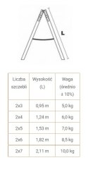 DRABINA DREWNIANA BRAKET STANDARD 2X6 SZCZEBLI 182CM BRAKET