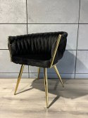 Krzesło plecione Lugano fotel TRECCIA BLACK VELVET GOLD Lugano