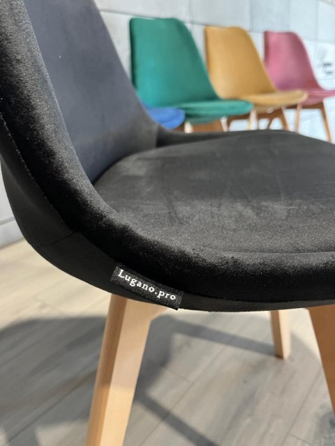 Krzesło skandynawskie MONZA GRANDE BLACK VELVET II GATUNEK Lugano Krzesło skandynawskie MONZA GRANDE BLACK VELVET II GATUNEK Lugano