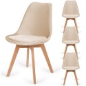 Krzesło skandynawskie MONZA GRANDE Zestaw 4 sztuki BEIGE VELVET Lugano
