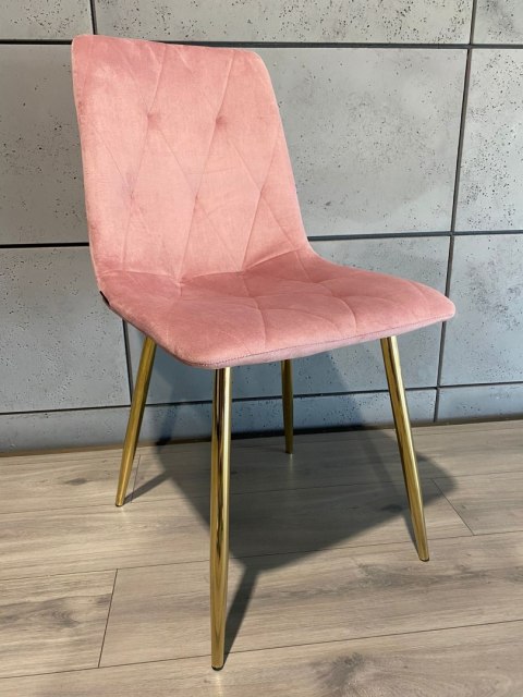 Krzesło tapicerowane BORGO VELVET PINK GOLD Lugano Krzesło tapicerowane BORGO VELVET PINK GOLD Lugano