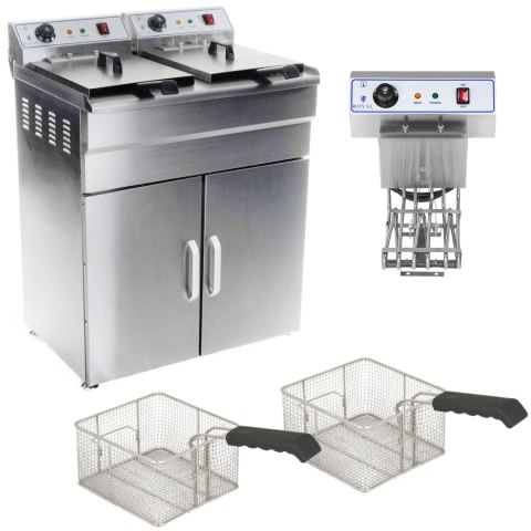 Frytownica podwójna dwukomorowa z szafką 400V - 2x10L Royal Catering